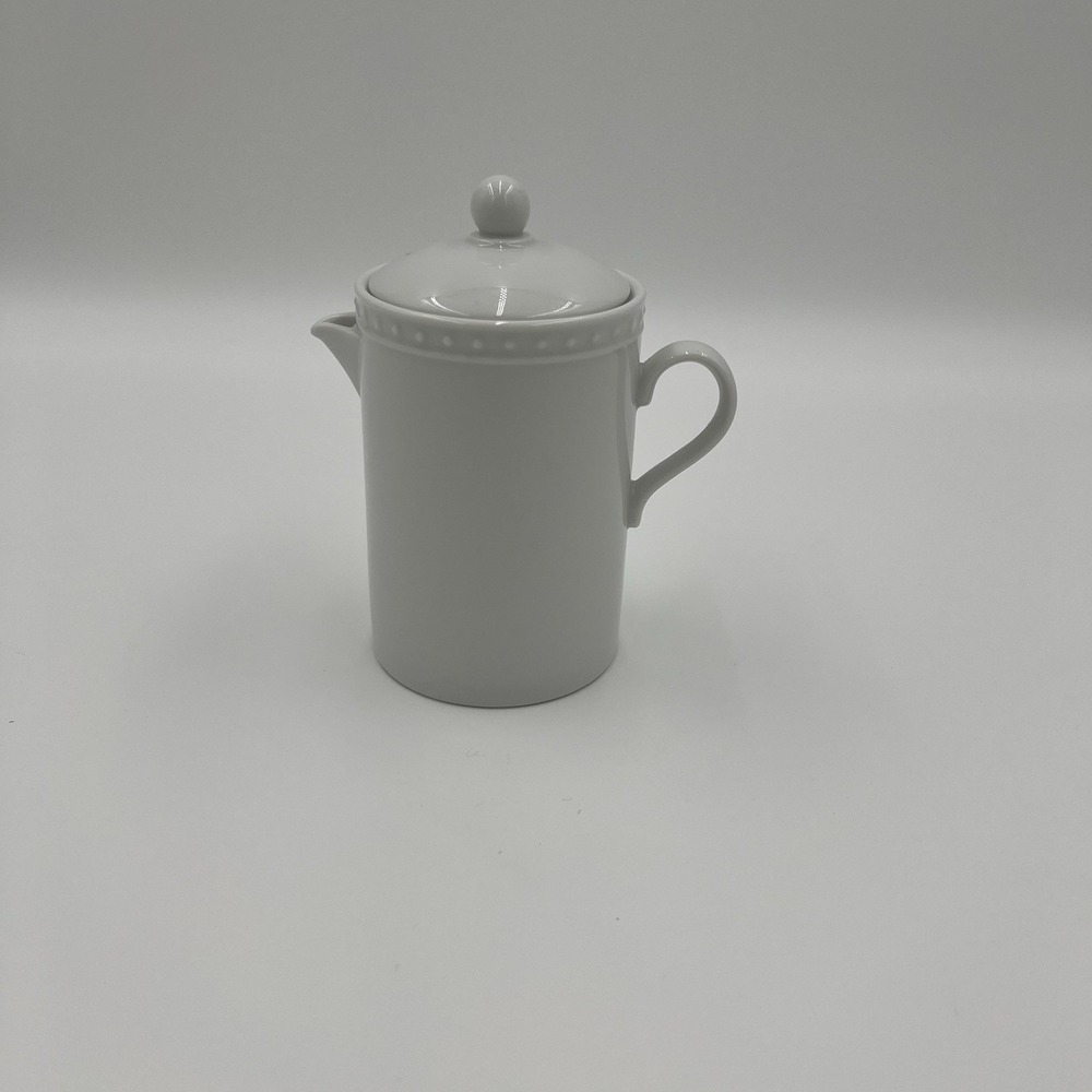 Crate Barrel Staccato Creamer Pitcher Coffee Tea Pot with Lid‎ Kathleen Wills
